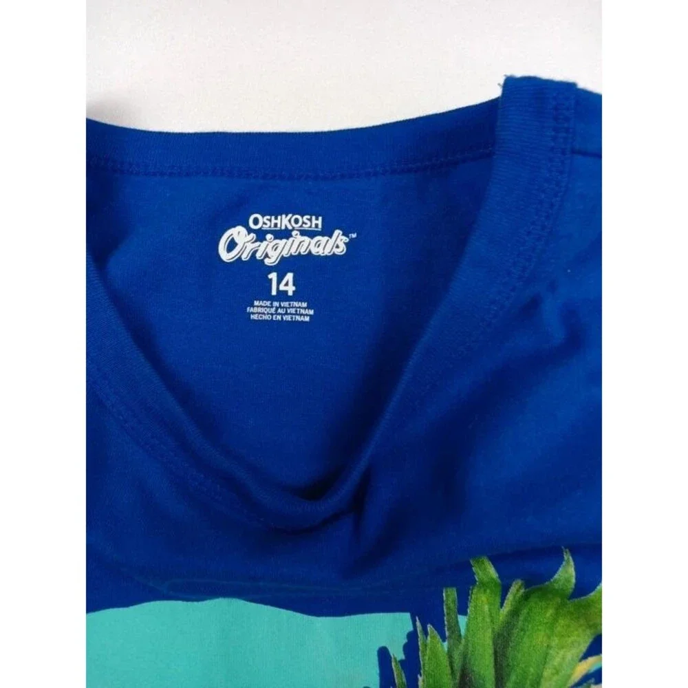 OshKosh Big Boys Blue Pine-Dabb-Le Pineapple Dabbing Graphic Tee Size 14